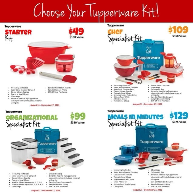 Choose your Tupperware Opportunity Kit